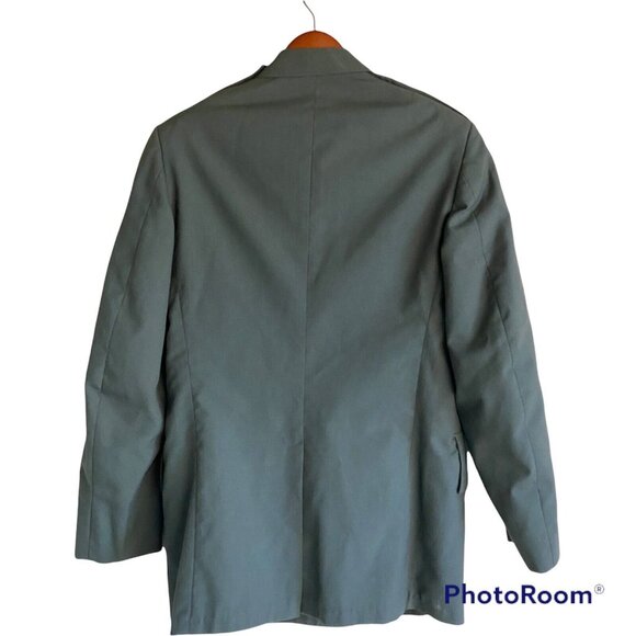 Military Green Jacket with Gold Hardware Men's Button Jacket Blazer Vintage 39R - Picture 10 of 14